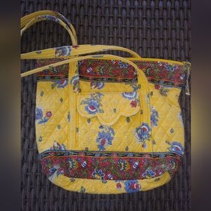 Vera Bradley 1999 French Yellow Villager shoulder tote bag